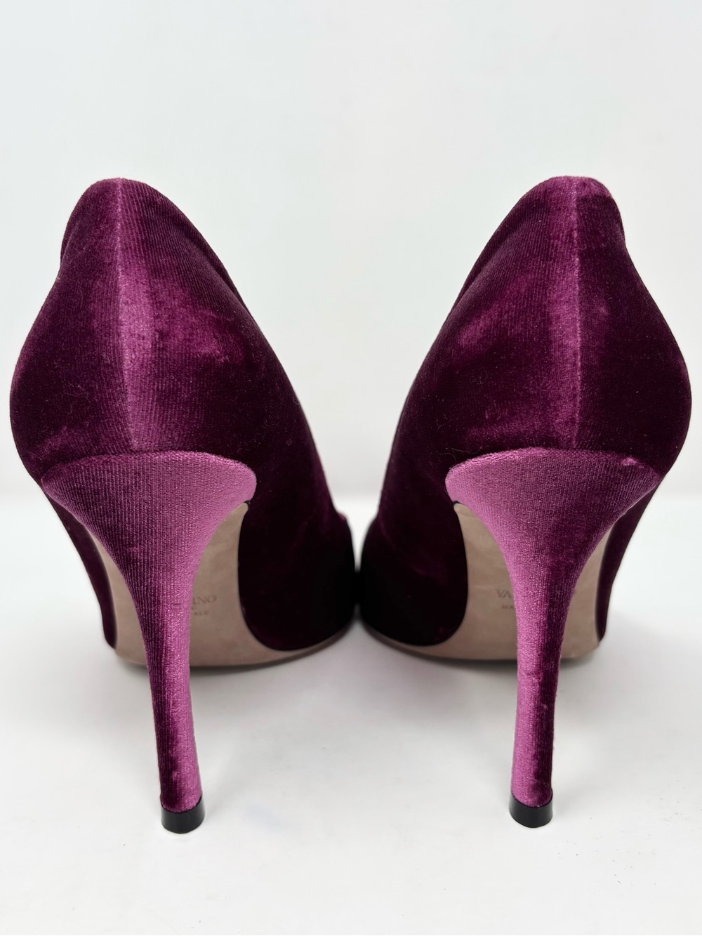 Valentino Single Rockstud Crystal Velvet Pumps Rose Violet 39 US 9 - Picture 12 of 16
